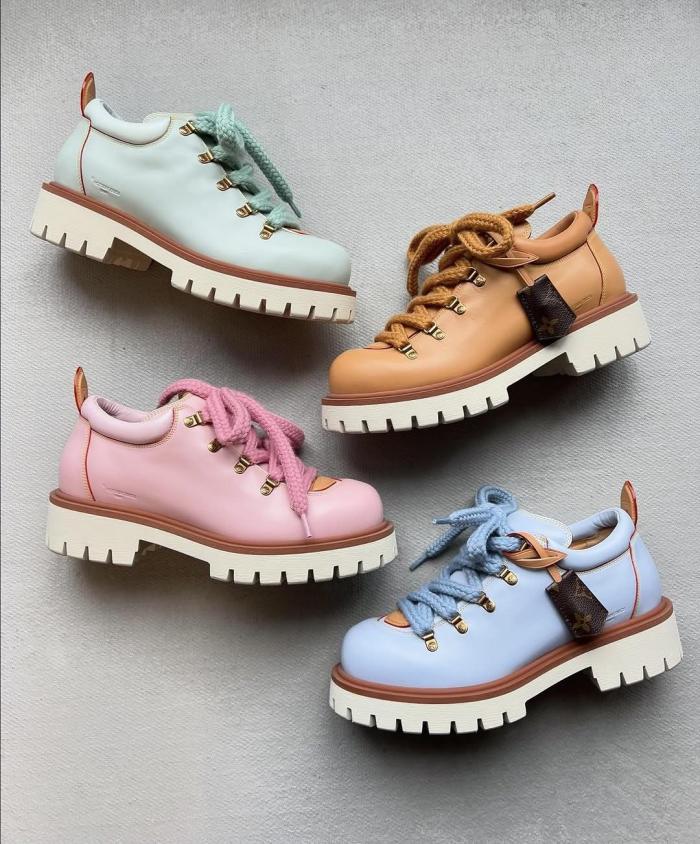 NIGO Louis Vuitton LV Remix Men's and Women's Summer Solid Color Cowhide Round Toe Lace-up Thick Sole Casual Shoes #nigo77841