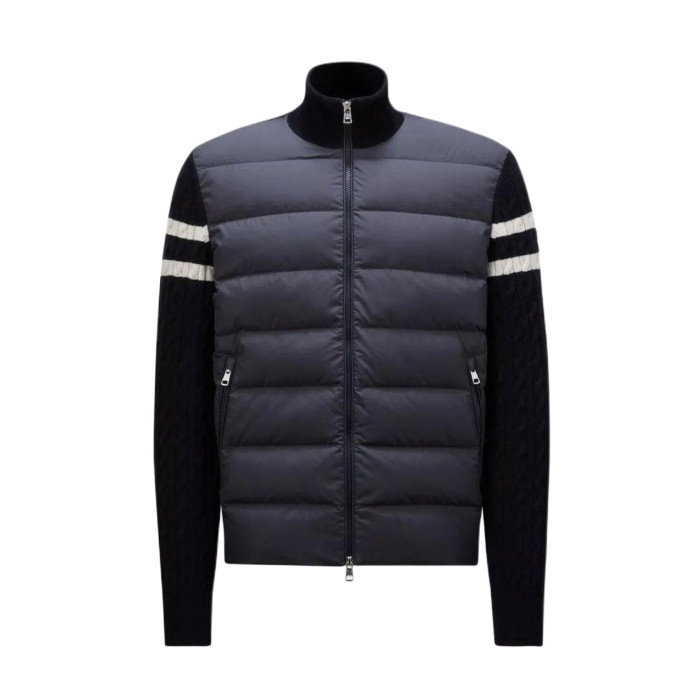 NIGO Moncler Men's Autumn And Winter Solid Colour Stand-up Collar Zip-up Striped Wool Patchwork Puffer Down Jacket #nigo77833