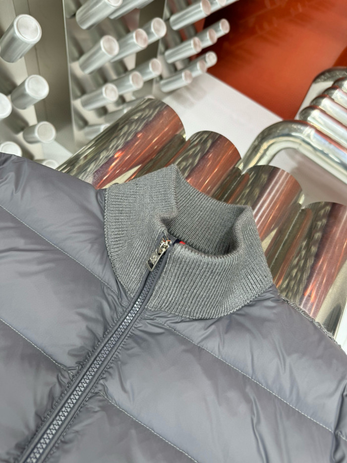 NIGO Moncler Men's Autumn And Winter Solid Colour Stand-up Collar Zip-up Striped Wool Patchwork Puffer Down Jacket #nigo77833