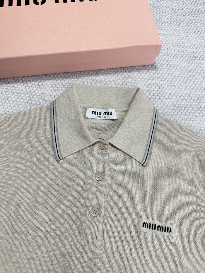 NIGO MiuMiu Women's Summer Solid Color Embroidered Logo Knitted Polo Shirt Short Sleeve T-Shirt #nigo77843