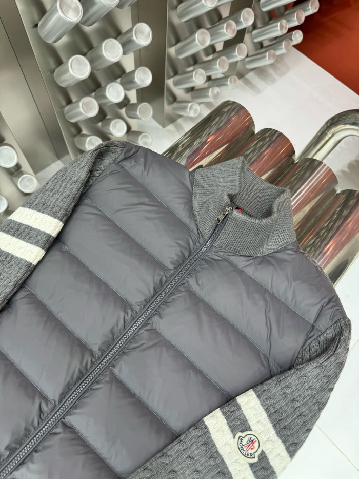 NIGO Moncler Men's Autumn And Winter Solid Colour Stand-up Collar Zip-up Striped Wool Patchwork Puffer Down Jacket #nigo77833