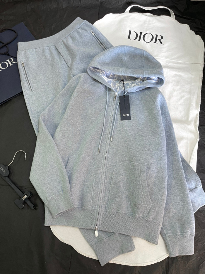 NIGO Dior Men's Spring And Autumn Lining Full Print Zipper Cotton Cashmere Solid Color Hooded Track Jacket Casual Elastic Sports Pants #nigo77855
