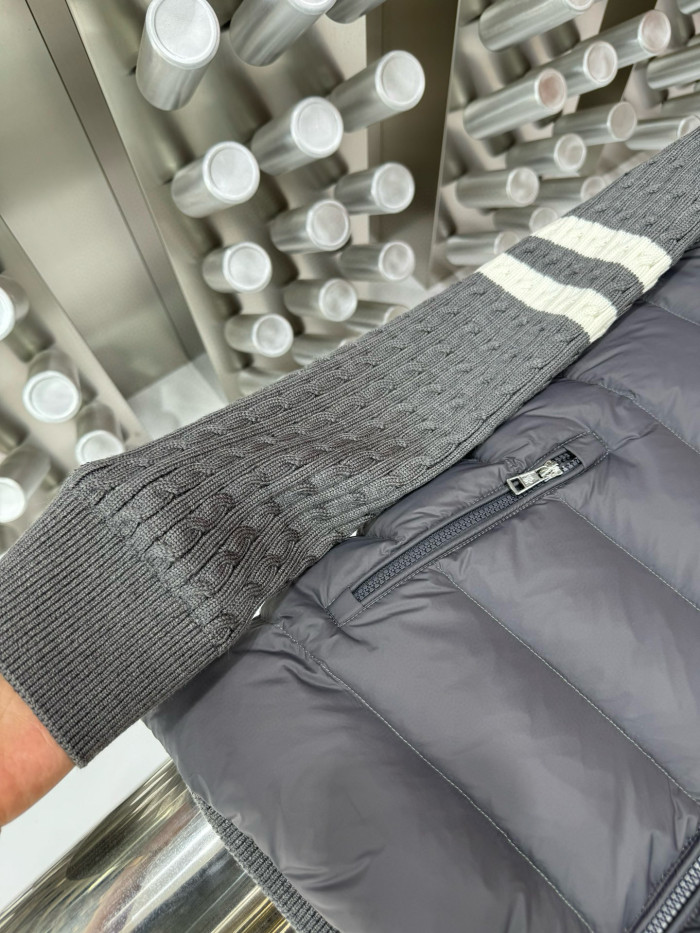 NIGO Moncler Men's Autumn And Winter Solid Colour Stand-up Collar Zip-up Striped Wool Patchwork Puffer Down Jacket #nigo77833