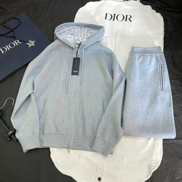 NIGO Dior Men's Spring And Autumn Lining Full Print Zipper Cotton Cashmere Solid Color Hooded Track Jacket Casual Elastic Sports Pants #nigo77855