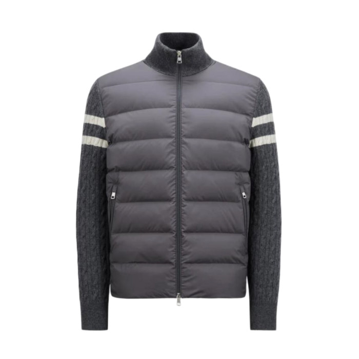 NIGO Moncler Men's Autumn And Winter Solid Colour Stand-up Collar Zip-up Striped Wool Patchwork Puffer Down Jacket #nigo77833