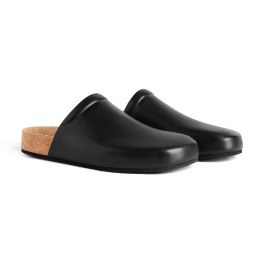 NIGO Balenciaga Men's Balenciaga I Scholl Flat Mule In Black Cowhide Flat Logo Birkenstock Shoes Fashion Temperament Trend Casual Shoes Slippers Ngvp #nigo1973