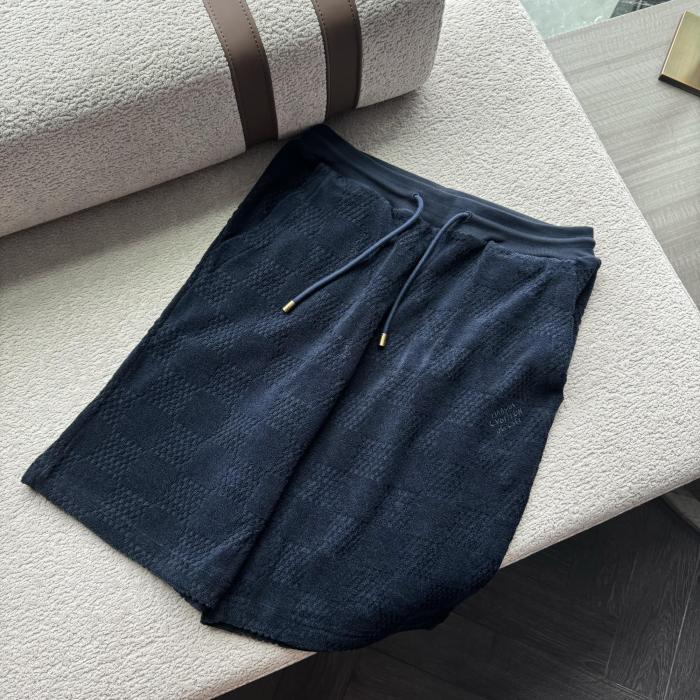 NIGO Louis Vuitton Men's Summer Solid Color Checkered Print Cotton Terry Cloth Drawstring Shorts #nigo77876