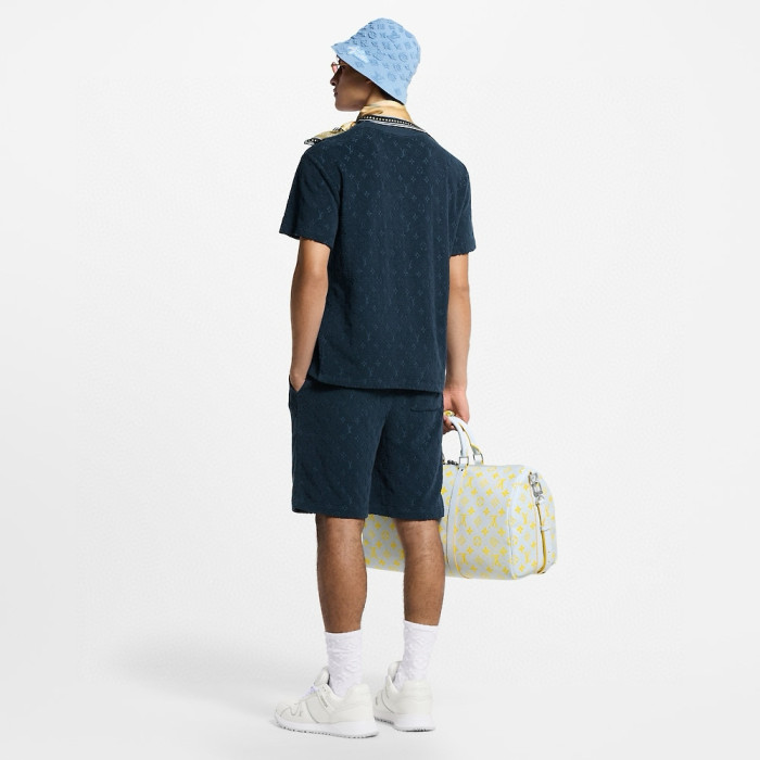 NIGO Louis Vuitton Men's Summer Solid Color Letter Print Cotton Terry Cloth Drawstring Shorts #nigo77875