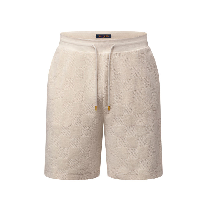 NIGO Louis Vuitton Men's Summer Solid Color Checkered Print Cotton Terry Cloth Drawstring Shorts #nigo77876