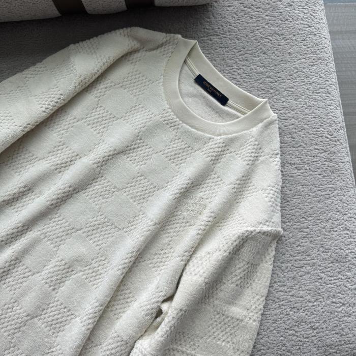 NIGO Louis Vuitton Men's Summer Solid Color Checkered Print Terry Fabric Crew Neck Short Sleeve T-Shirt #nigo77881