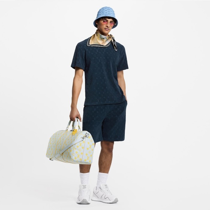 NIGO Louis Vuitton Men's Summer Solid Color Letter Print Terry Fabric Crew Neck Short Sleeve T-Shirt #nigo77882