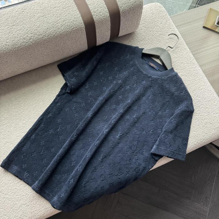 NIGO Louis Vuitton Men's Summer Solid Color Letter Print Terry Fabric Crew Neck Short Sleeve T-Shirt #nigo77882
