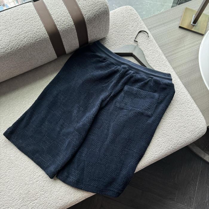 NIGO Louis Vuitton Men's Summer Solid Color Checkered Print Cotton Terry Cloth Drawstring Shorts #nigo77876