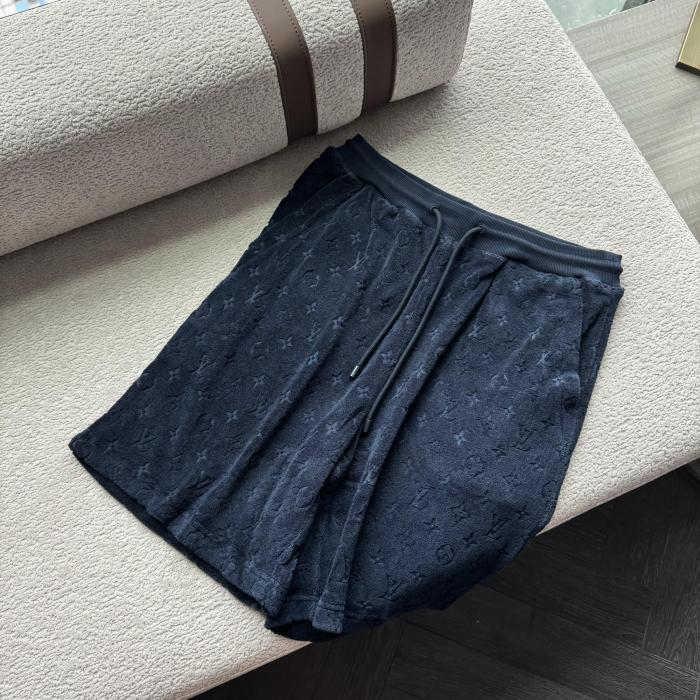 NIGO Louis Vuitton Men's Summer Solid Color Letter Print Cotton Terry Cloth Drawstring Shorts #nigo77875