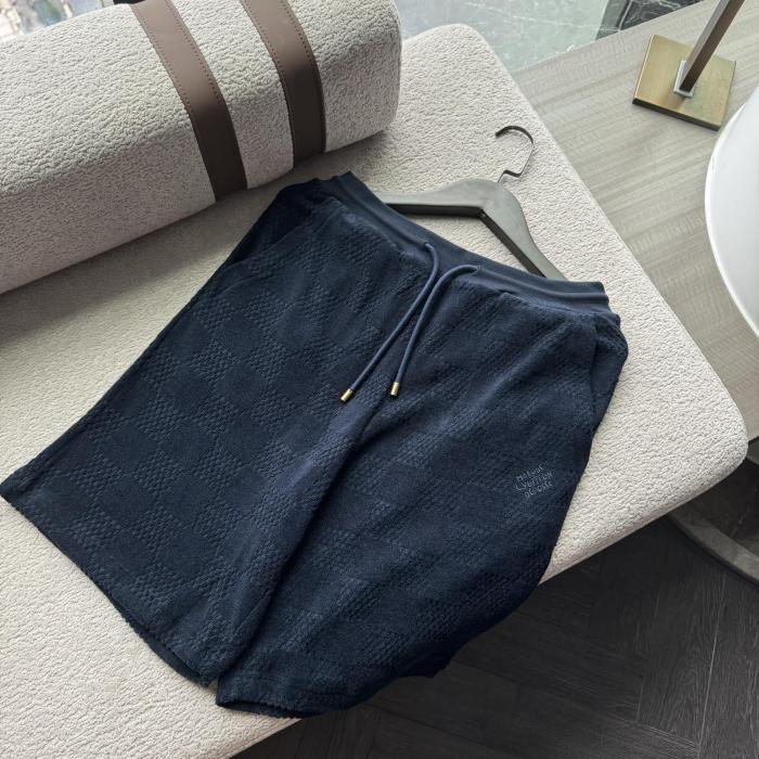 NIGO Louis Vuitton Men's Summer Solid Color Checkered Print Cotton Terry Cloth Drawstring Shorts #nigo77876