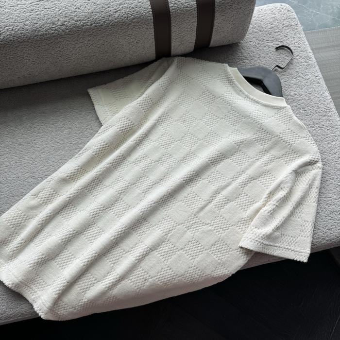 NIGO Louis Vuitton Men's Summer Solid Color Checkered Print Terry Fabric Crew Neck Short Sleeve T-Shirt #nigo77881