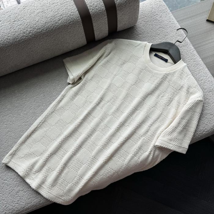 NIGO Louis Vuitton Men's Summer Solid Color Checkered Print Terry Fabric Crew Neck Short Sleeve T-Shirt #nigo77881
