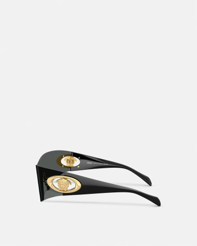 NIGO Versace Men's Eclipse Wrap Sunglasses Vintage Solid Color Metal Irregular Full Rim Glasses #nigo77856