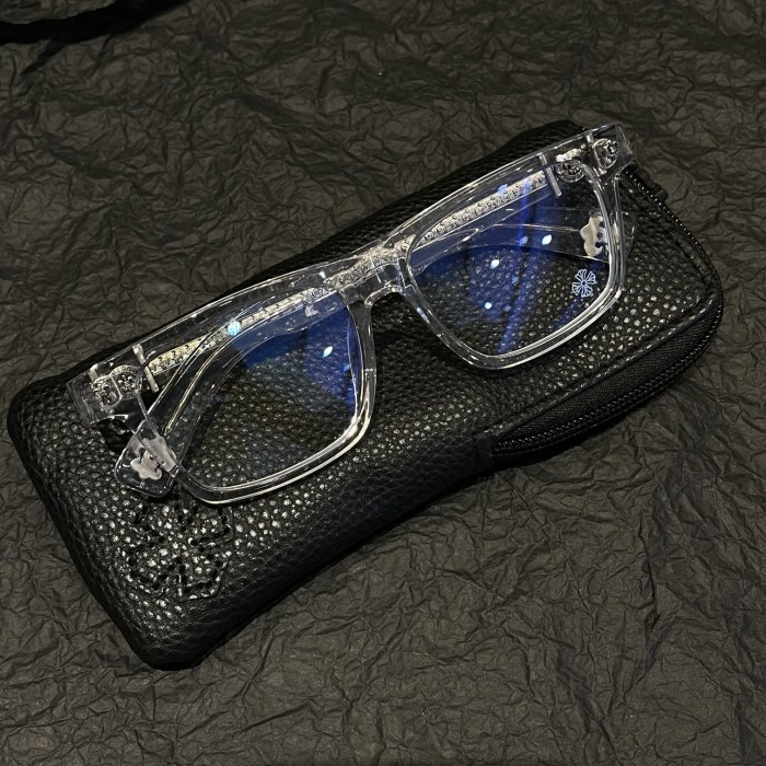 NIGO Chrome Hearts Men's And Women's Metal Engraved Temple Transparent Square Frame Optical Glasses #nigo77867