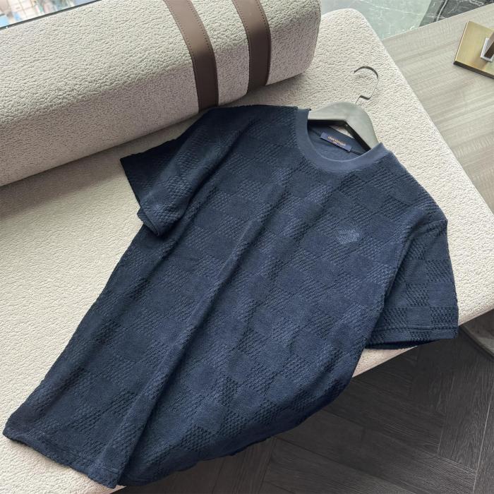 NIGO Louis Vuitton Men's Summer Solid Color Checkered Print Terry Fabric Crew Neck Short Sleeve T-Shirt #nigo77881