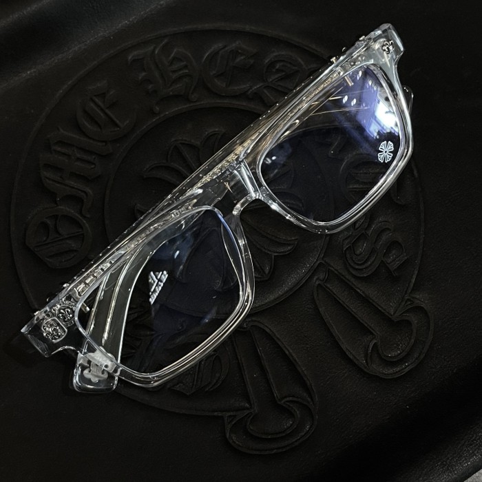 NIGO Chrome Hearts Men's And Women's Metal Engraved Temple Transparent Square Frame Optical Glasses #nigo77867