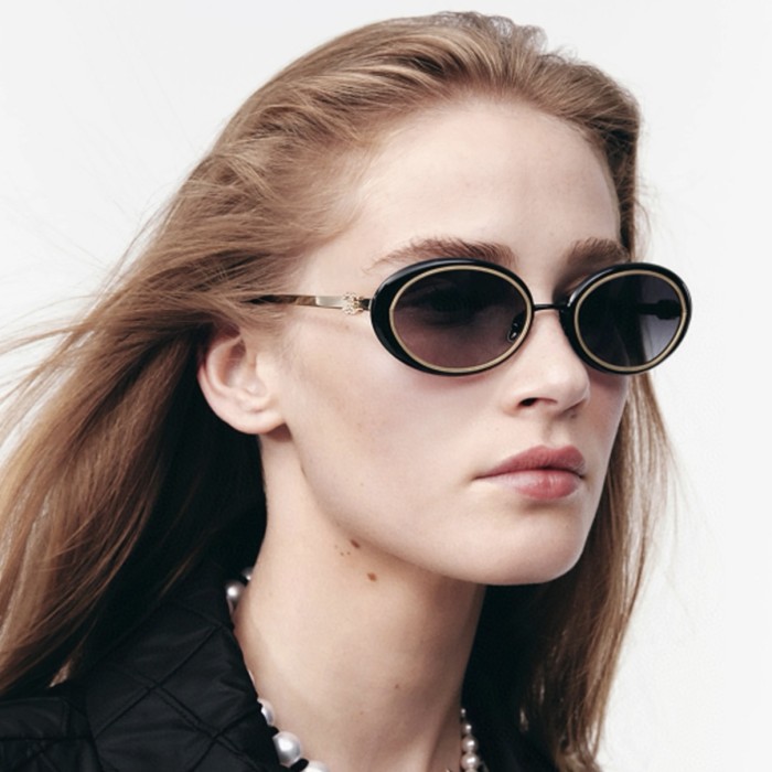 NIGO Chanel Women's Solid Color Metal Oval Sunglasses Eyewear Glasses #nigo77884