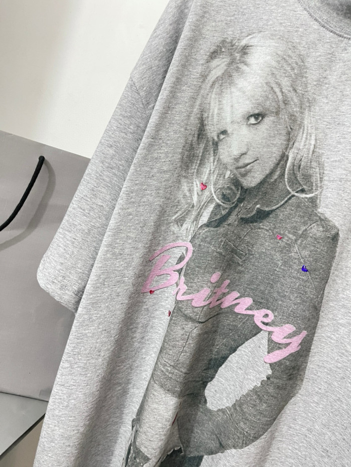 NIGO Balenciaga Music  Britney Spears Series Men's and Women's Summer Character Print Round Neck Cotton Short Sleeve T-Shirt #nigo77896