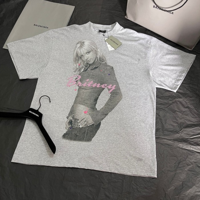 NIGO Balenciaga Music  Britney Spears Series Men's and Women's Summer Character Print Round Neck Cotton Short Sleeve T-Shirt #nigo77896