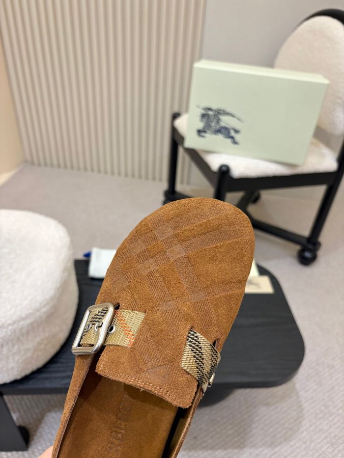 NIGO Burberry Urchin Men's And Women's Spring And Summer Solid Color Cowhide Leather Round Toe Slip-on Casual Slippers Sandals Shoes #nigo77913