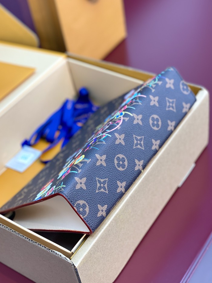 NIGO Louis Vuitton LV x TM Men's Solid Color Letter Print Sunflower Pattern Zipper Leather Clutch Bag Bags #nigo77914