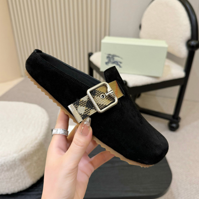 NIGO Burberry Urchin Men's And Women's Spring And Summer Solid Color Cowhide Leather Round Toe Slip-on Casual Slippers Sandals Shoes #nigo77913