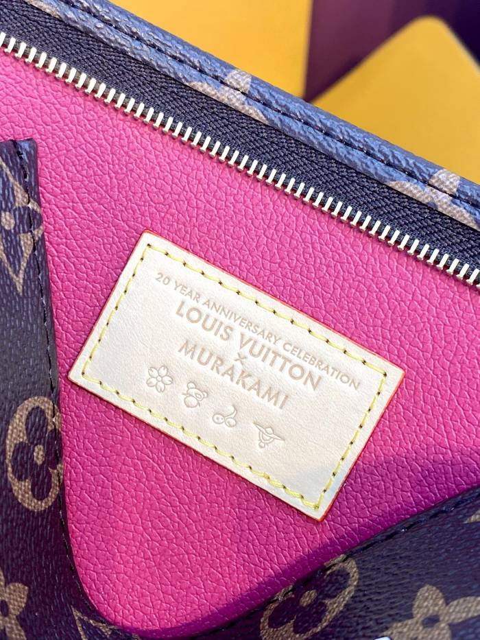 NIGO Louis Vuitton LV x TM Women's Solid Color Letter Print Graffiti Pattern Leather Zipper Closure Three-in-One Clutch Bag Bags #nigo77916