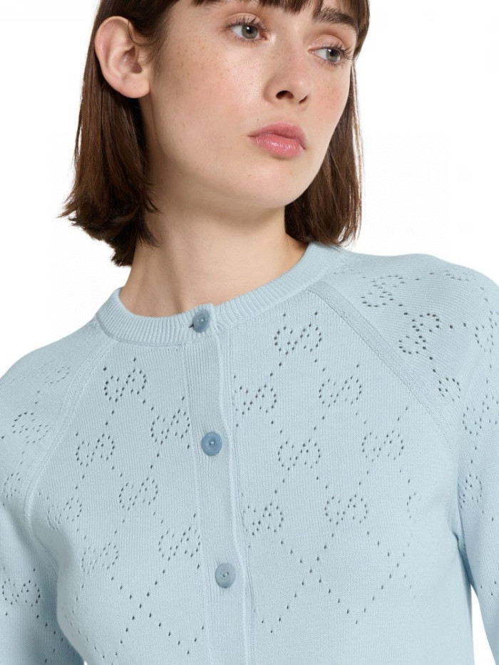 NIGO Gucci Women's Spring/Autumn Solid Color Letter Print Openwork Design Cotton Knitted Jacquard Single-Breasted Long-Sleeved Cardigan Jacket #nigo77912