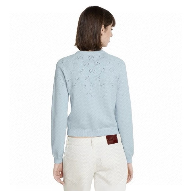 NIGO Gucci Women's Spring/Autumn Solid Color Letter Print Openwork Design Cotton Knitted Jacquard Single-Breasted Long-Sleeved Cardigan Jacket #nigo77912