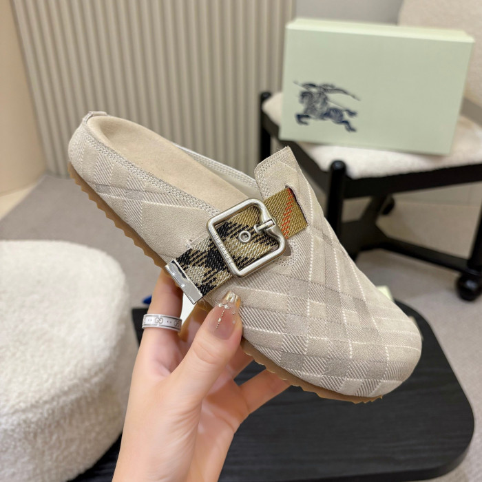 NIGO Burberry Urchin Men's And Women's Spring And Summer Solid Color Cowhide Leather Round Toe Slip-on Casual Slippers Sandals Shoes #nigo77913