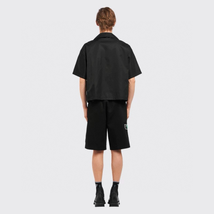 NIGO Prada Men's Summer Solid Color Nylon Fabric V-neck Single Button Short Sleeved Shirt And Casual Nylon Shorts Set Suit #nigo77911