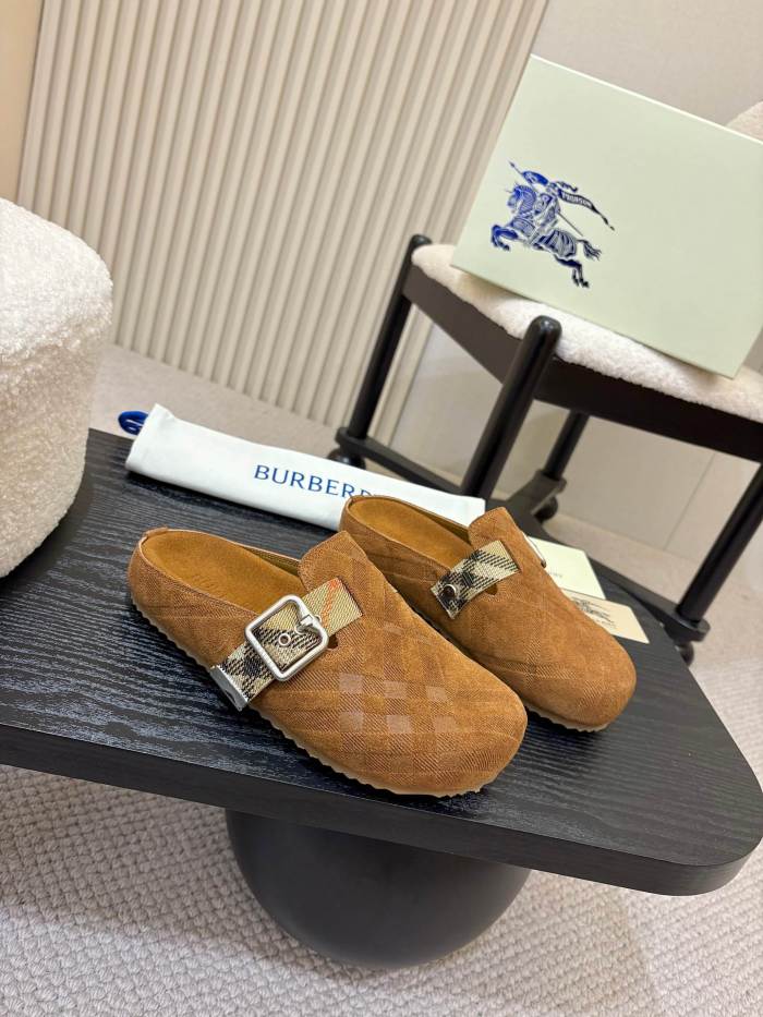 NIGO Burberry Urchin Men's And Women's Spring And Summer Solid Color Cowhide Leather Round Toe Slip-on Casual Slippers Sandals Shoes #nigo77913