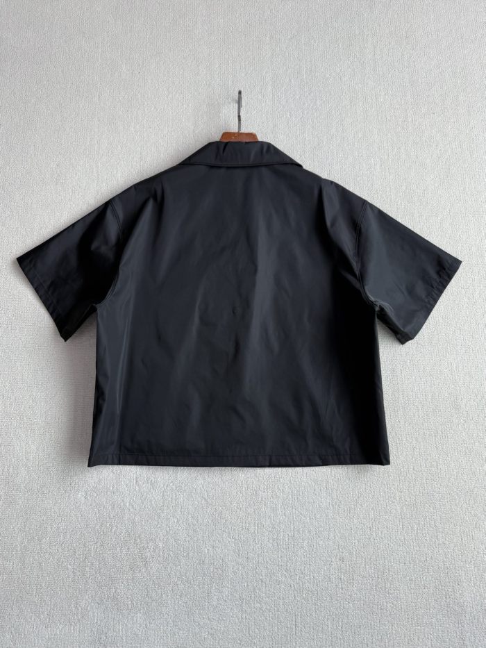 NIGO Prada Men's Summer Solid Color Nylon Fabric V-neck Single Button Short Sleeved Shirt And Casual Nylon Shorts Set Suit #nigo77911