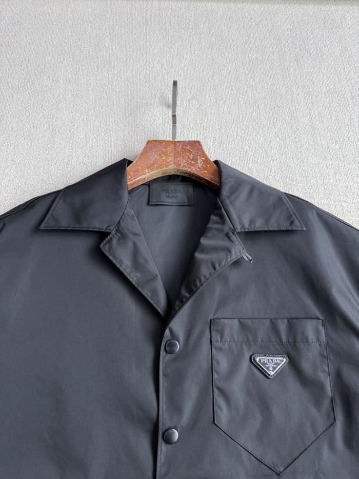 NIGO Prada Men's Summer Solid Color Nylon Fabric V-neck Single Button Short Sleeved Shirt And Casual Nylon Shorts Set Suit #nigo77911
