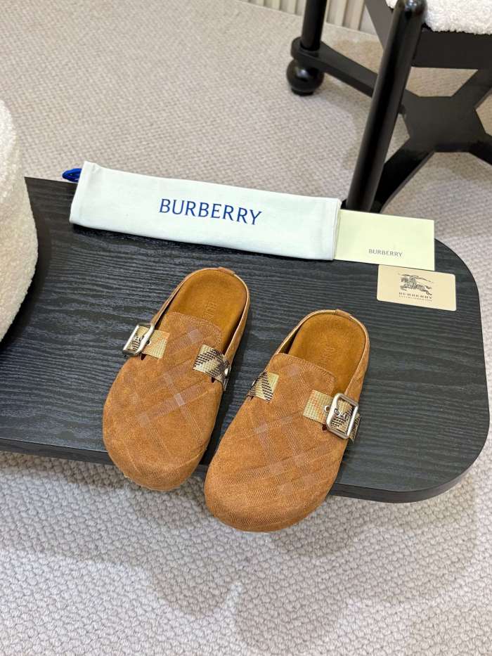 NIGO Burberry Urchin Men's And Women's Spring And Summer Solid Color Cowhide Leather Round Toe Slip-on Casual Slippers Sandals Shoes #nigo77913