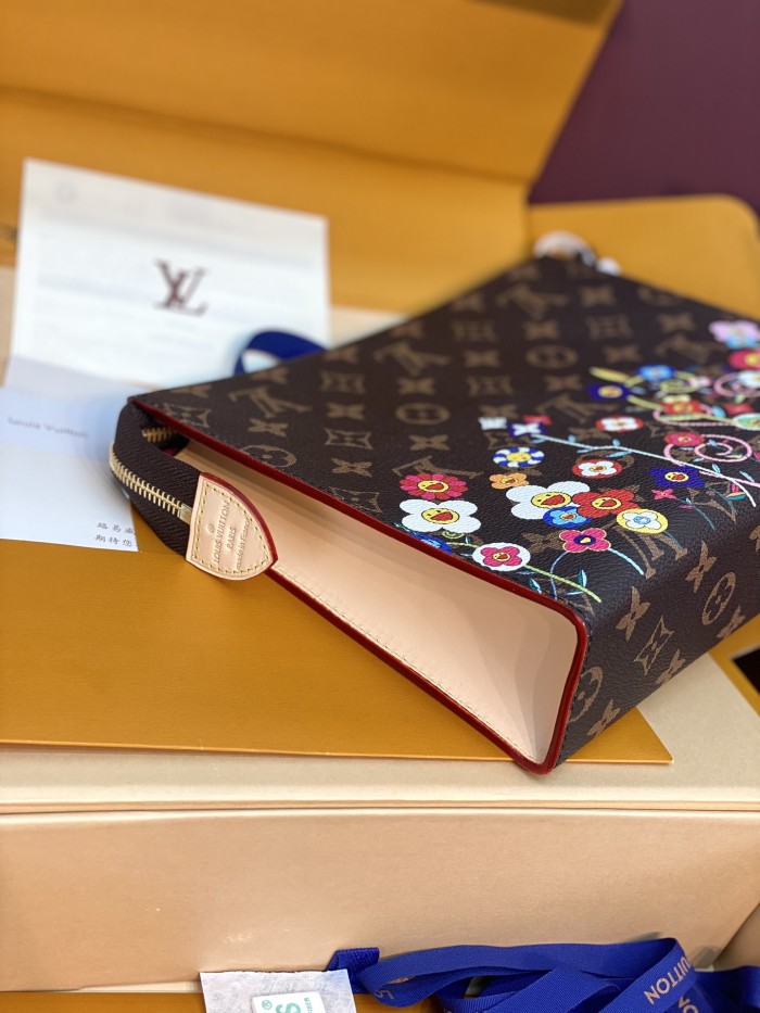 NIGO Louis Vuitton LV x TM Men's Solid Color Letter Print Sunflower Pattern Zipper Leather Clutch Bag Bags #nigo77914