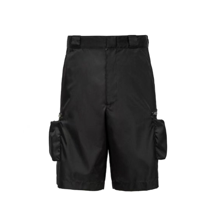 NIGO Prada Men's Summer Solid Color Nylon Fabric V-neck Single Button Short Sleeved Shirt And Casual Nylon Shorts Set Suit #nigo77911