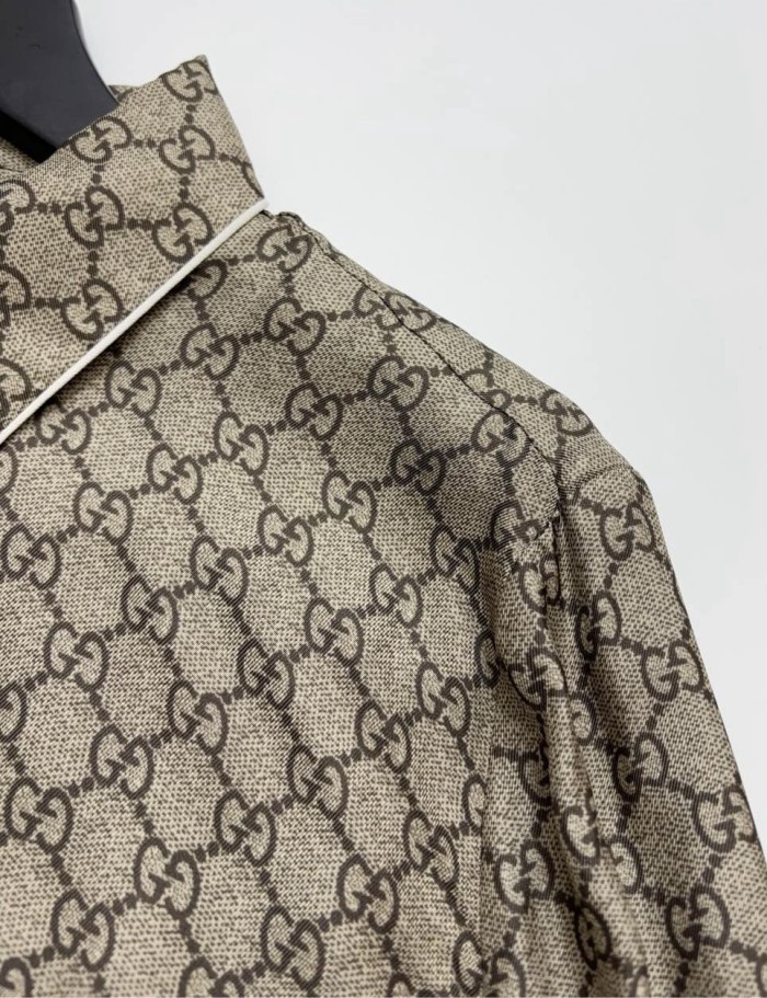 NIGO Gucci Women's Summer Solid Color Letter Print Single Button Long Sleeve Shirt #nigo77923
