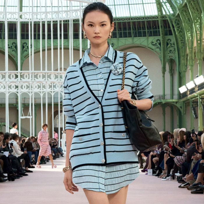 NIGO Chanel Women's V-Neck Striped Spring, Autumn And Winter Long Solid Color Cashmere Knitted Cardigan Ngvp #nigo1981