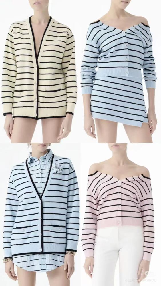 NIGO Chanel Women's V-Neck Striped Spring, Autumn And Winter Long Solid Color Cashmere Knitted Cardigan Ngvp #nigo1981