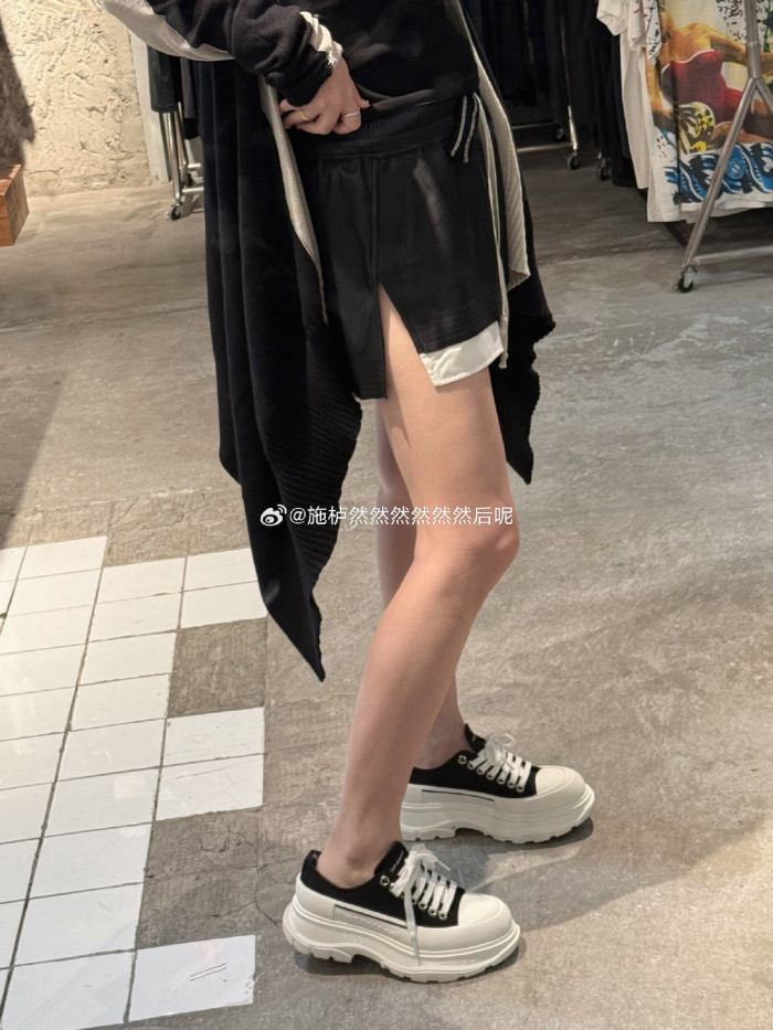 NIGO Rick Owens Women's Summer Solid Colour Drawstring Leather Trendy Casual Shorts #nigo77918