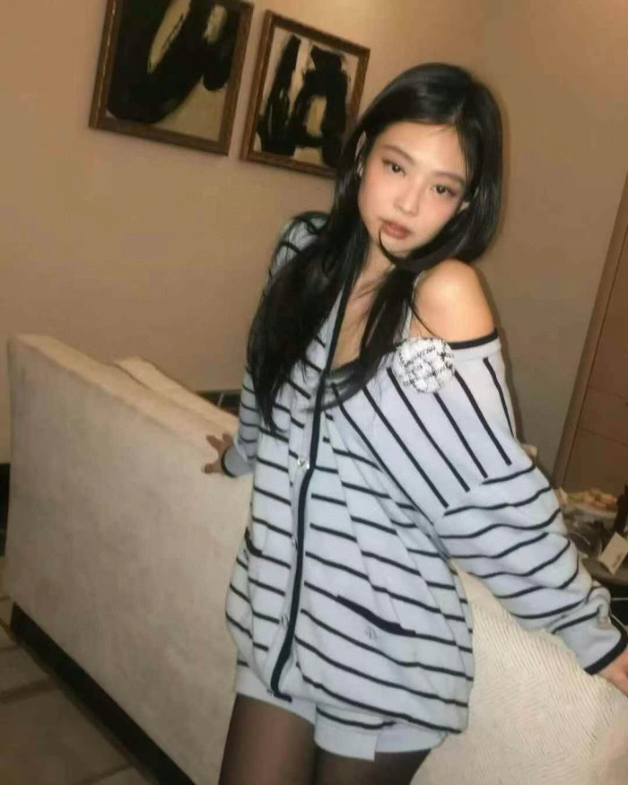 NIGO Chanel Women's V-Neck Striped Spring, Autumn And Winter Long Solid Color Cashmere Knitted Cardigan Ngvp #nigo1981