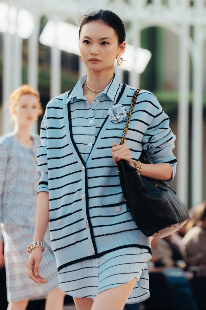 NIGO Chanel Women's V-Neck Striped Spring, Autumn And Winter Long Solid Color Cashmere Knitted Cardigan Ngvp #nigo1981