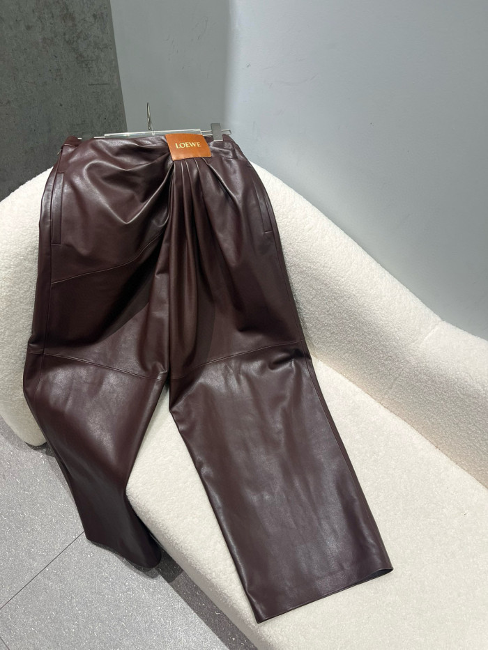 NIGO Loewe Women's Spring/Autumn Solid Color Pleated Sheepskin Long Pants #nigo77938