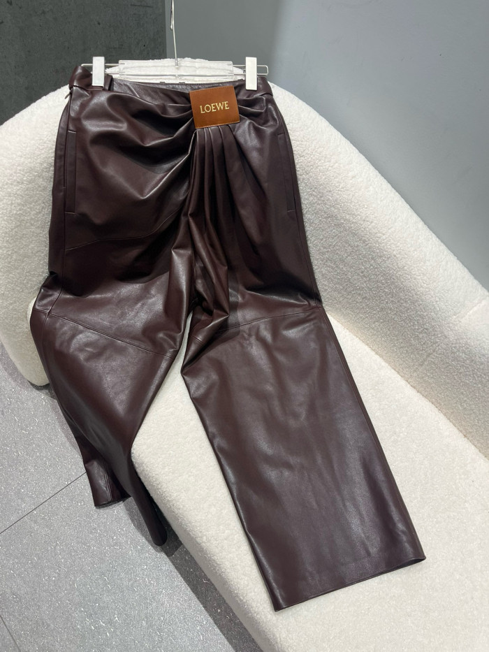 NIGO Loewe Women's Spring/Autumn Solid Color Pleated Sheepskin Long Pants #nigo77938